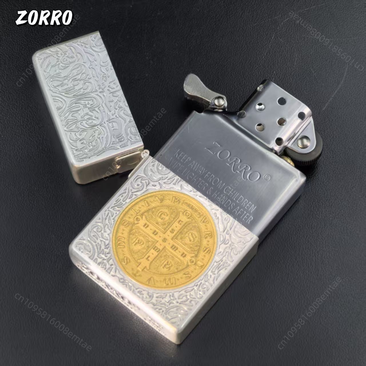 Lighter Insert Zippo - Zapalniczka Zorro 906 Silver Gold Two